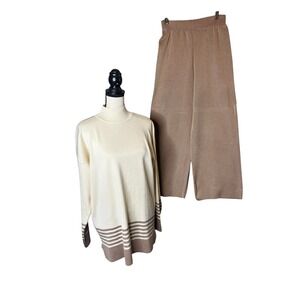 Collection by Cezele Womens Knit 2 Piece Set Mock Neck Sweater Wide Leg Pants OS
